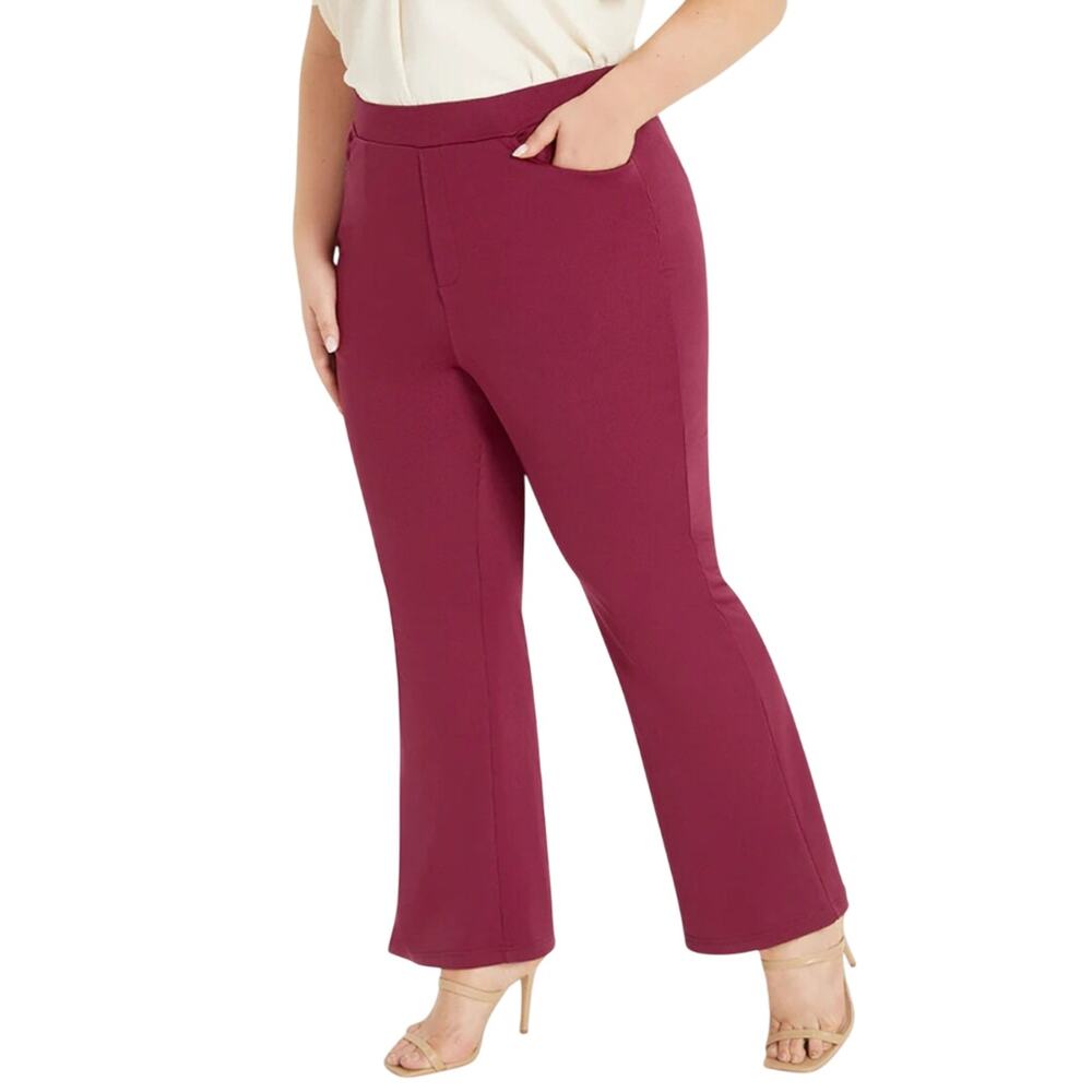 Bloomchic Womens Plain Slant Pockets High Rise Wide Leg Pull-On Pants Size 22/24